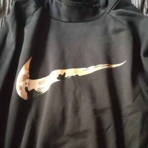 Nike Dri-Fit Men's Camouflage Swoosh Logo Black Hooded Sweatshirt Size XL